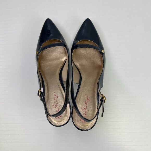 Lilly Pulitzer Kitten Heel Women 8.5 Sling Back Strap Brazil Work Party Core Go - Picture 5 of 12